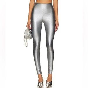 EUC Commando Platinum Silver Faux Leather Leggings Size M